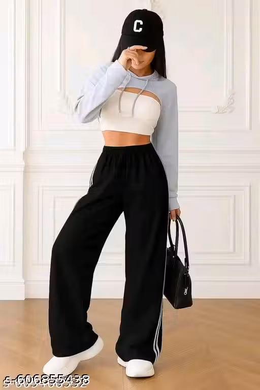Treandy Black white 2 patti trouser