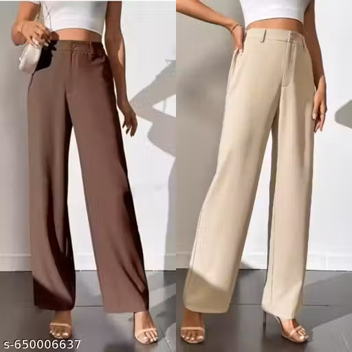 Combo Brown & Cream formal pant for woman