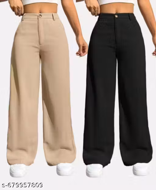 Combo formal Cream & Black Pant trouser