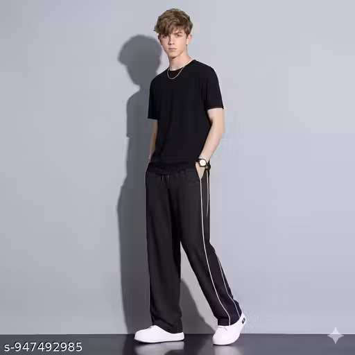 Boys#NS 2 piping trouser Black loose and fit trouser