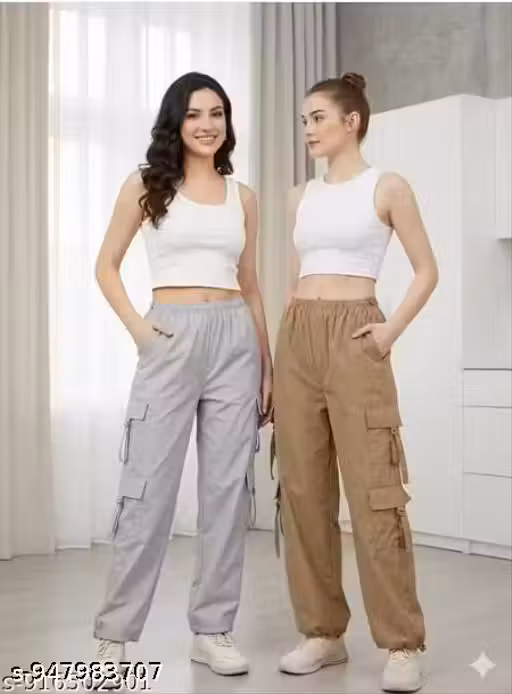 566=COMBO GREY & CREAM NS 6 POCKET TROUSER CARGO Pant