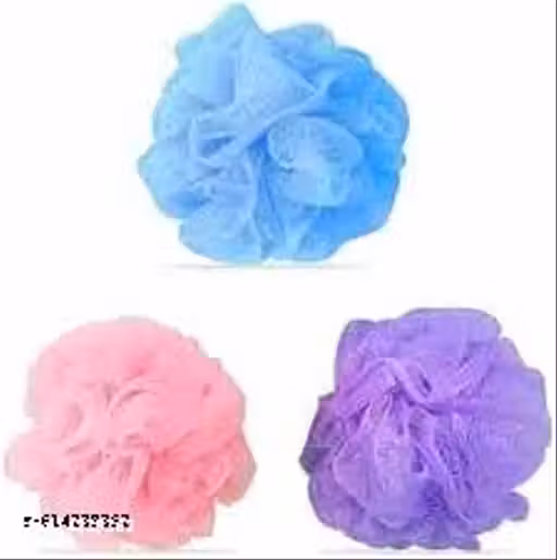 Set of 3 Body shower puff ,Soft , massage bath brush , nylon bath net. (pack of 3)