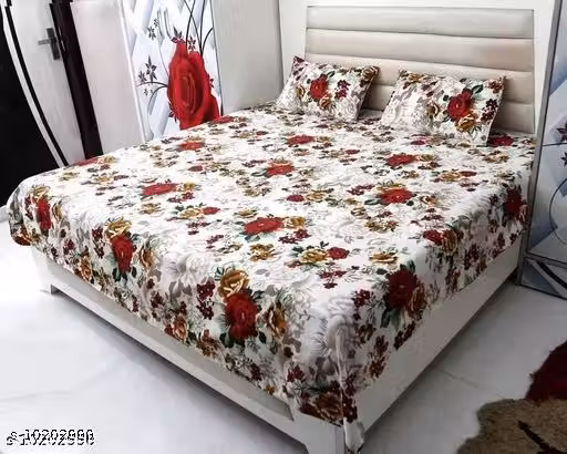 Fancy Polycotton Double Bedsheet, size 90 x 90 inches, includes 2 pillow covers; and if ordering a Single Bedsheet, the size is 60 x 90 inches, includes 2 pillow cover.