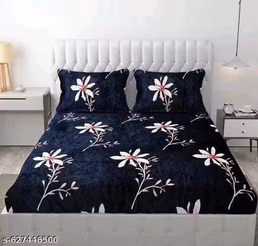H18 Sheet branded Warm Bedsheet for Double Bed Elastic, Velvet Warm Winter Solid Flannel Elastic Fitted Bedsheets for Double Bed King Size with 2 Pillow Covers ( King 72 x 78 x 8 Inches) | Ultra-Soft & Warm | Fast Delivery | SALE LIVE