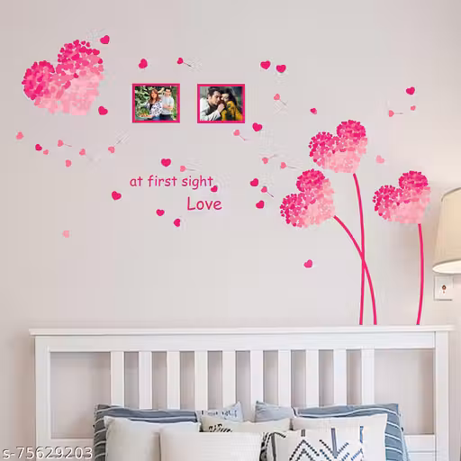 -Heart Shaped Flowers in Pink-0001 Wall Sticker