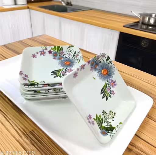 Inpro Stylish Melamine Square Small Snack Plates Set of 12- Perfect for Dining, Serving and Kitchen Utensils (Size: 14 Cm/ 5.5 Inch)
