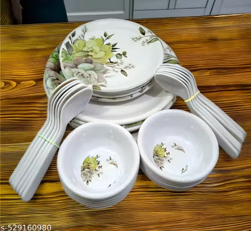 Inpro Every Occasion Covered:- 36-Piece Melamine Dinner Set Contains 6 Full Plates, 6 Half Plates, 12 Bowls and 12 Spoons Perfect for Dinning.