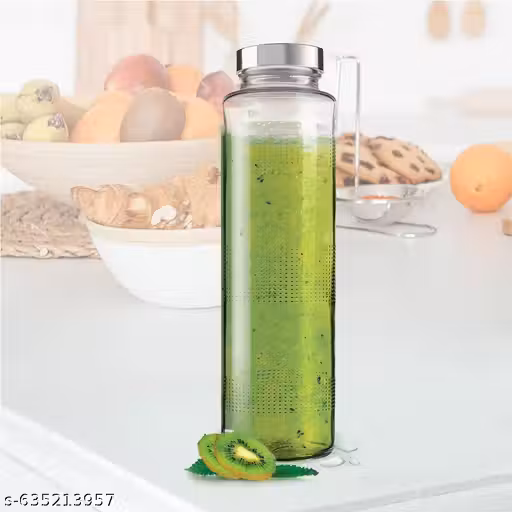 Glass Water Bottle with Leak-Proof Airtight Stainless Steel Lid for Water, Smoothie, Juices - Reusable Travel Glass Drinking Fridge Bottles - 750ml