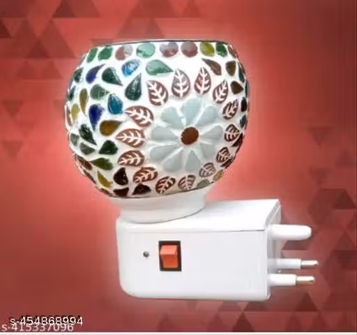 JAY KISHAN Kapoor Dani Cum Night Lamp Multi Functional Essential Oil Camphor Burner For Fragrance With Switch On/Off Button For Heating ( Pack Of 1 )