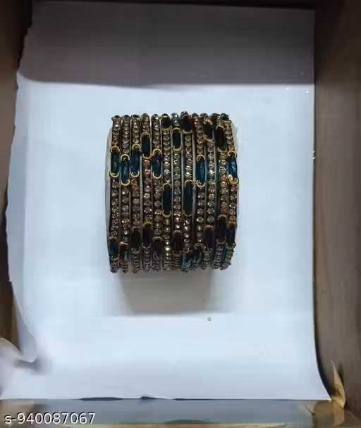 SHRI BANKEY GLass Bangles Cubic Work New Trendy Look For Women And Girls (Pack OF 12 )