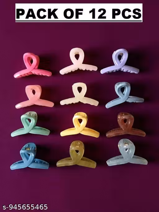 Small Size Clutchers | Combo Pack Claw Clips | Korean colorful 3 cm mini hair claw plastic cross hair clips for girls and women's Hair Accessories, Acrylic Material, (Pack of 6, Assorted)