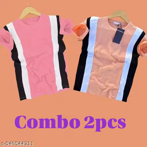 PACK OF 2PCS COMBO HALF SLEEVE NYLON FABRIC COLORBLOCKED T-SHIRT FOR MEN