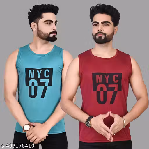 TRENDY FASHIONABLE REGULAR SLEEVLESS PRINTED GYM VEST FOR MEN