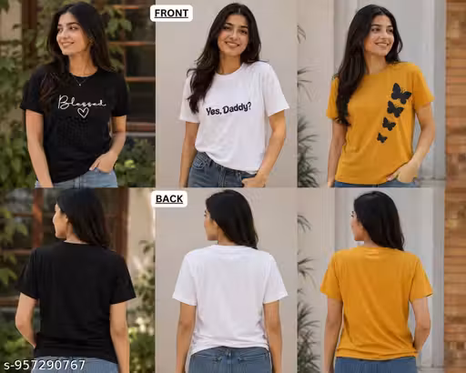 Graphic print women round neck tshirt