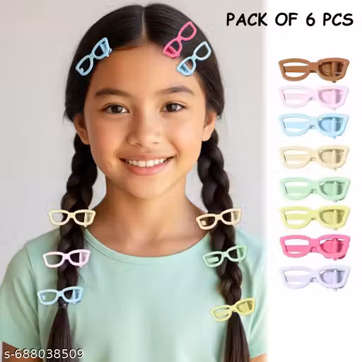 Pack of 6 Retro Glasses-Shaped Metal Hair Clips – Cute Colorful Hair Accessories for Girls & Women