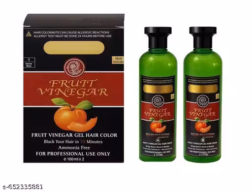 Fruit Vineger Gel Hair Color, Black | Natural Hair Dye for Men & Women | No Ammonia & No PPD, Long-Lasting, Gentle on Scalp | 100×2=200 ml Black