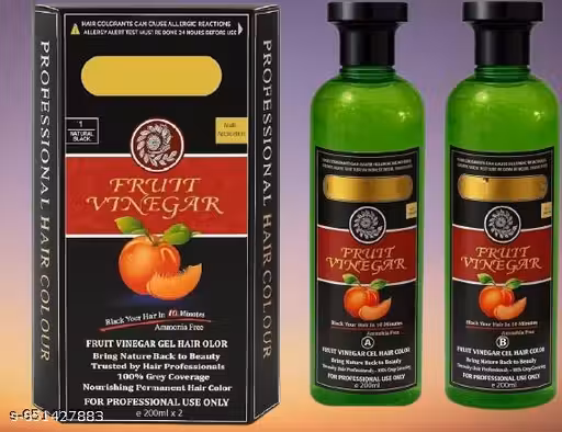 Fruit Vinegar Gel Hair Color Natural Hair Color Dye for Black Hair Dye(200ml x 2) - Black
