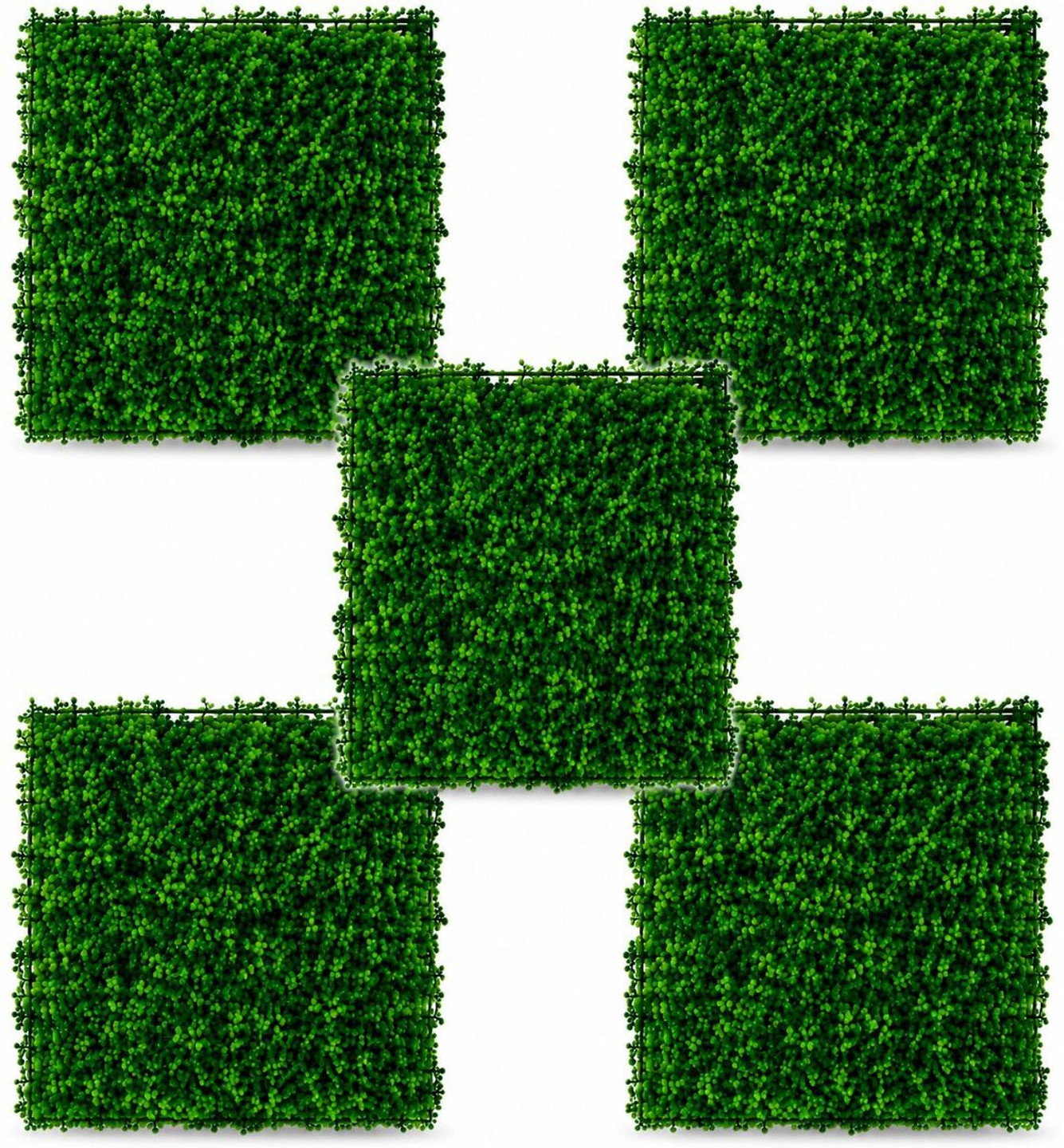 Vasthara co Pack of 2 Artificial Small Leaves Wall Grass Tiles(40X60 CM) Green Eucalyptus Artificial Flower (10 cm, Pack of 2, Vine & Creepers