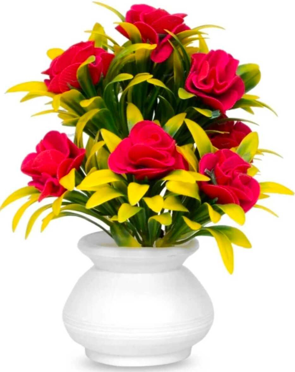 Ankit artificial pot 556 Red Wild Flower Artificial Flower (5 cm, Pack of 1, Flower with Basket)