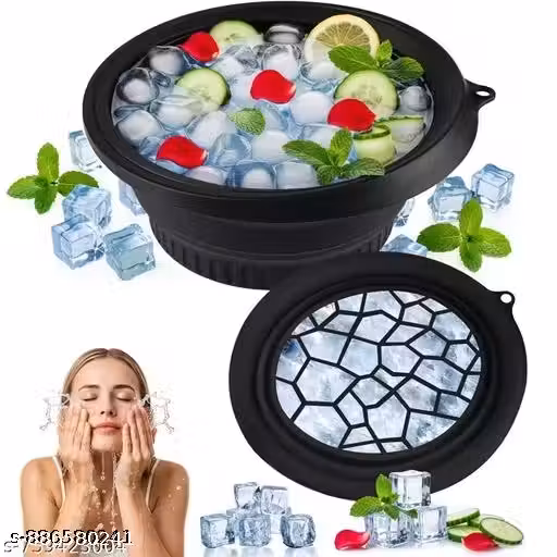 Face Bowl for Ice with Built-In Ice Tray,Facial Ice Bath Bowl, Portable Foldable Facial Plunge Bowl, Collapsible for Face Ice Bath Home & Travel (PACK OF 1)