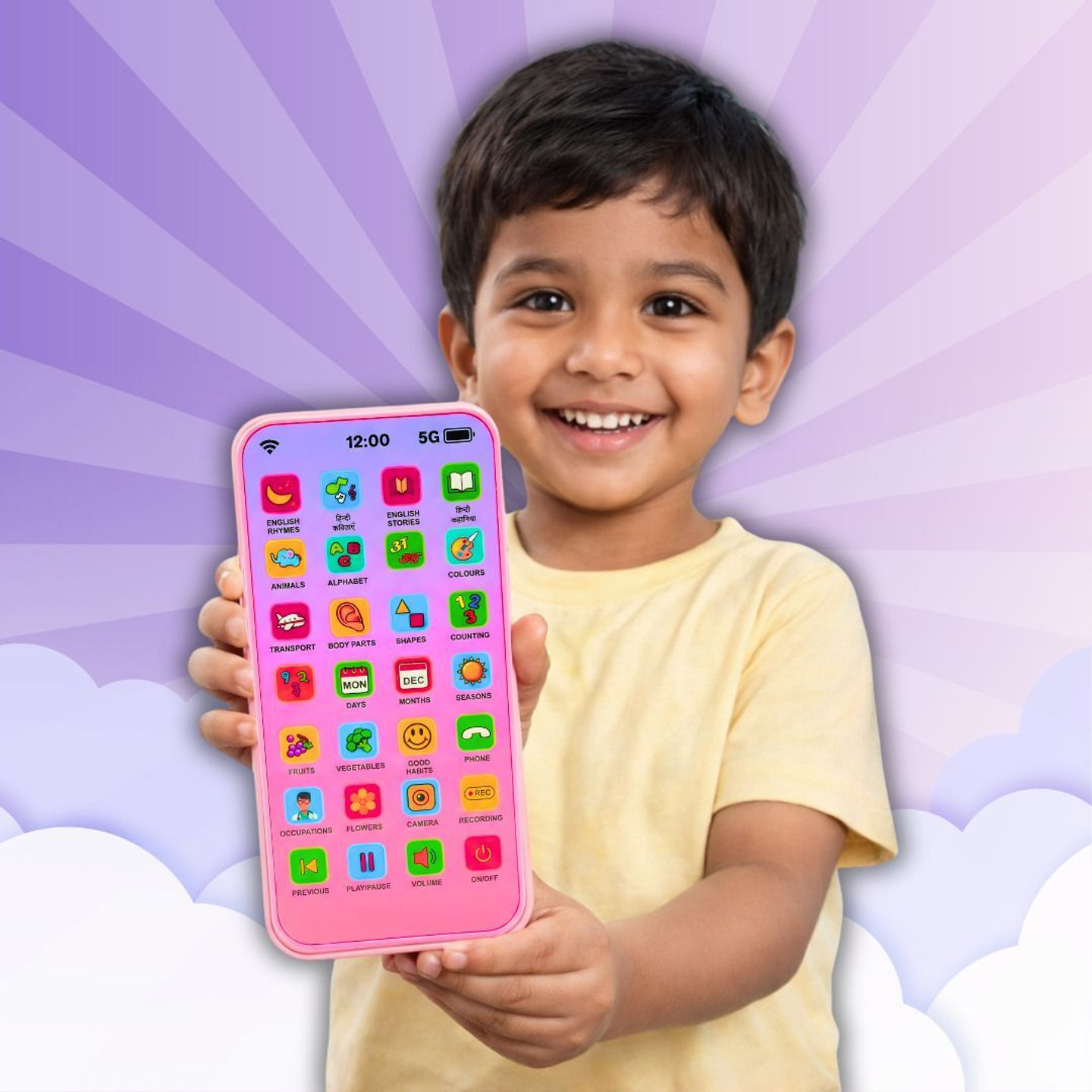 WISHLUCK Smart Phone Toy | Recording Feature | Educational Play (Multicolor)