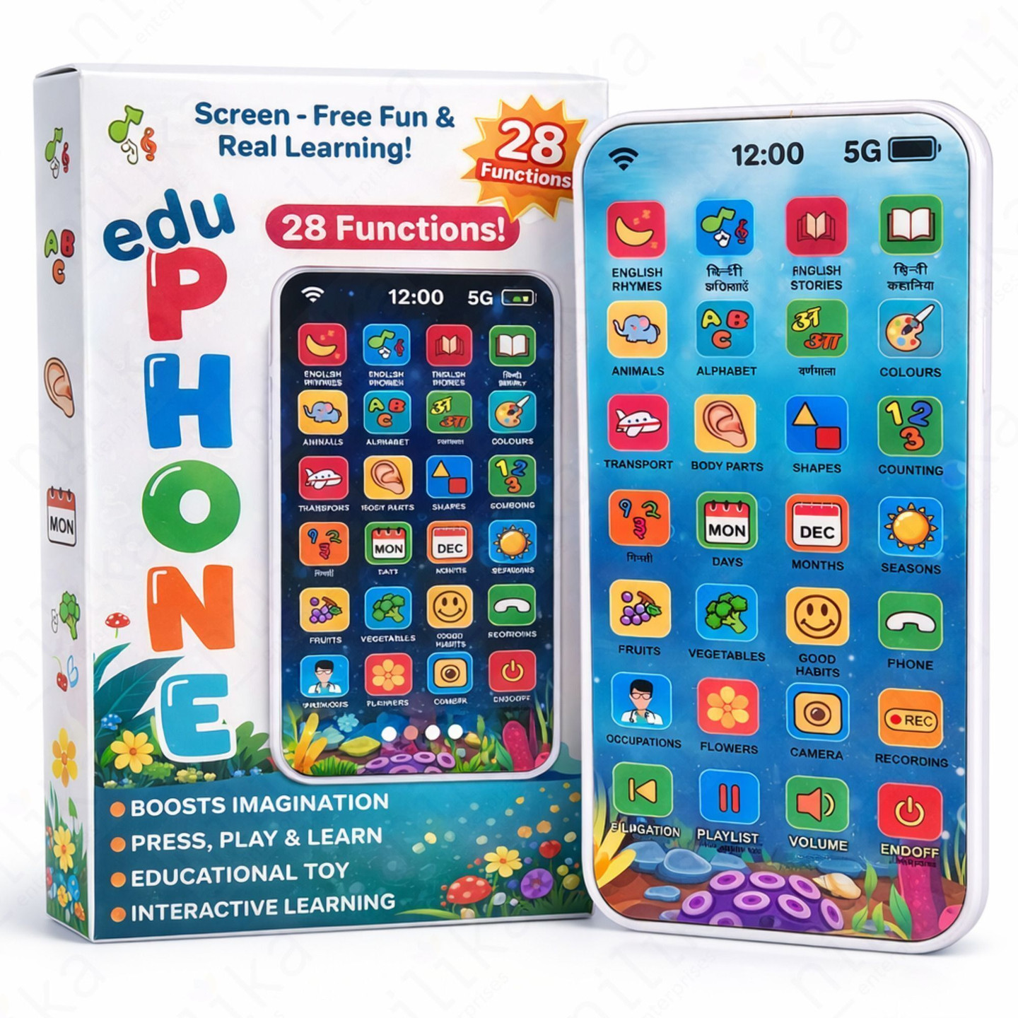 Nilika Enterprises Rechargeable Educational Mobile Phone Toy for Kids with Music & Lights (Multicolor)