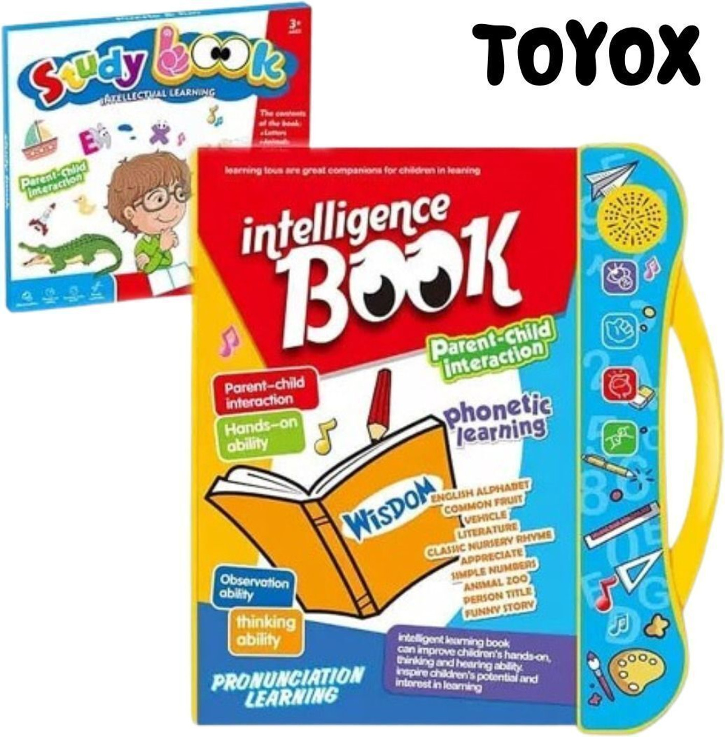 TOYOX Musical Learning Study Book with Number, Letters, Animals, Relationships, Poems, Instruments Learning Toys for 3 years old Kids (Multicolor) (Multicolor)