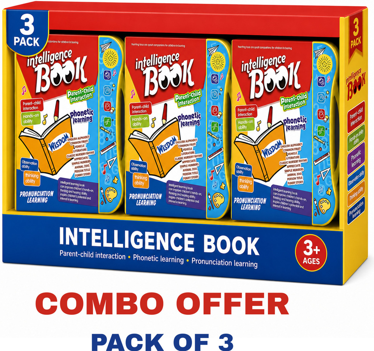 FUNBOX Musical Learning Study Book - Intelligence Book With Numbers,Letters & Poem-Kids (Multicolor)