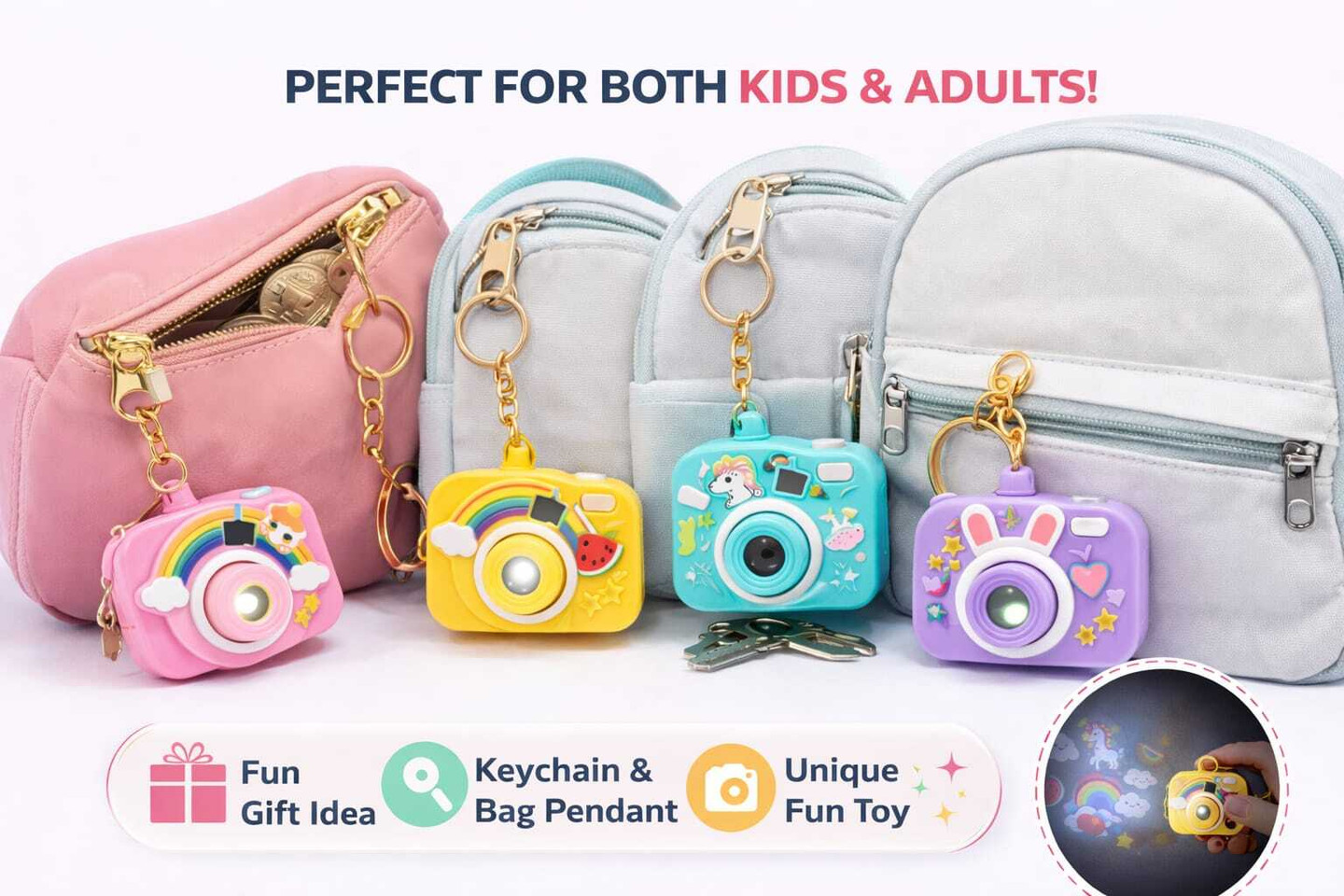 Taabar 2pcs Mini Camera Projector Keychain Toy for Kids any ramdom design Key Chain