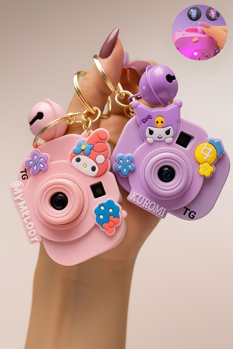 trollgadgets Cute Cartoon Camera Projector Keychain with LED Light Camera Shape Key Ring Key Chain