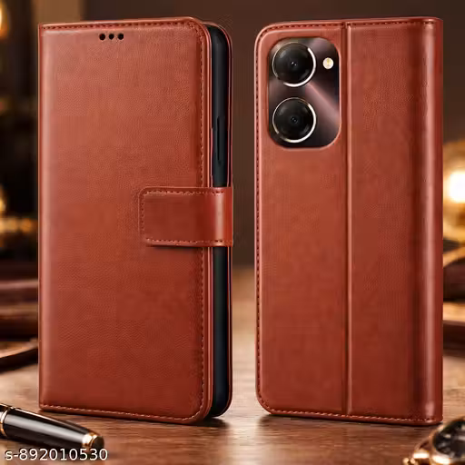 Vivo Y28E Back Case Cover - Retro PU Leather Full Body Shockproof Wallet Flip Case Cover with Card Slot Holder and Magnetic Closure For - Vivo Y28E -Brown