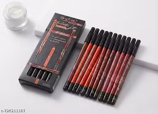 Set of 12 Colors Matte Professional Long Lasting Waterproof Lip Liner Pencil For All Skin (Random Shades)