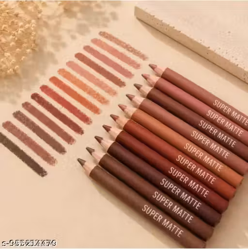 Colour Rendering & Waterproof Long Wearing Smooth Lip & Eye Liner For Woman & Girls Pack of 12