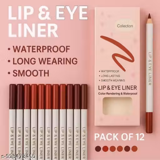 Multicolor Lip & Eye Liner Pencil Set | Long Wear, Waterproof, and Easy Blend | Pack of 12 for Women