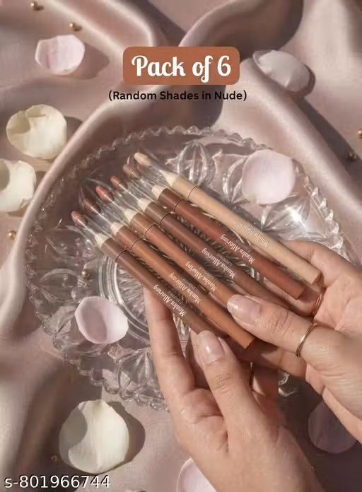 Set of 6 Colors Matte Professional Long Lasting Waterproof Lip Liner Pencil For All Skin (Random Shades) (Nude Edition)