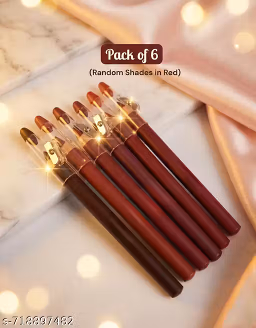 Set of 6 Colors Matte Professional Long Lasting Waterproof Lip Liner Pencil For All Skin (Random Shades) (Red Edition)