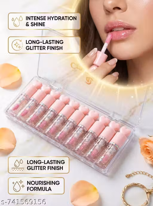 Crazy Look Korean lipgloss for soft smooth natural beautyful lips all day 10 Piece Zametry lipgloss combo