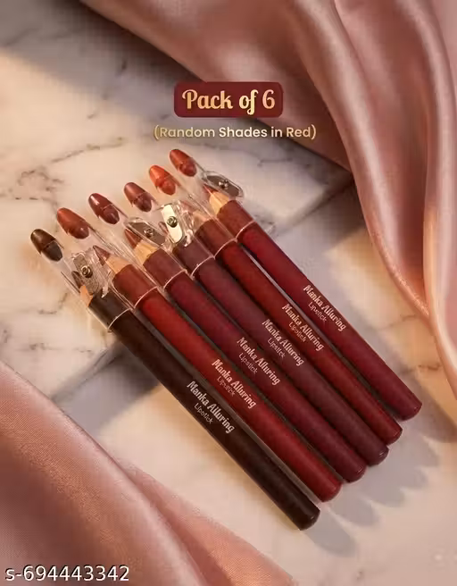Set of 6 Colors Matte Professional Long Lasting Waterproof Lip Liner Pencil For All Skin (Random Shades) (Red Edition)