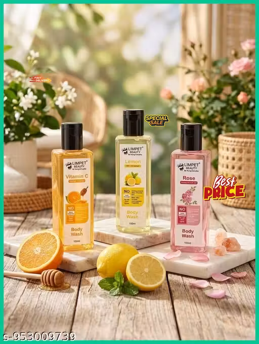 Body Wash Shower Gel, Vitamin C, Rose , lemon Body wash shower gel ( 100 Ml pack of 3 )