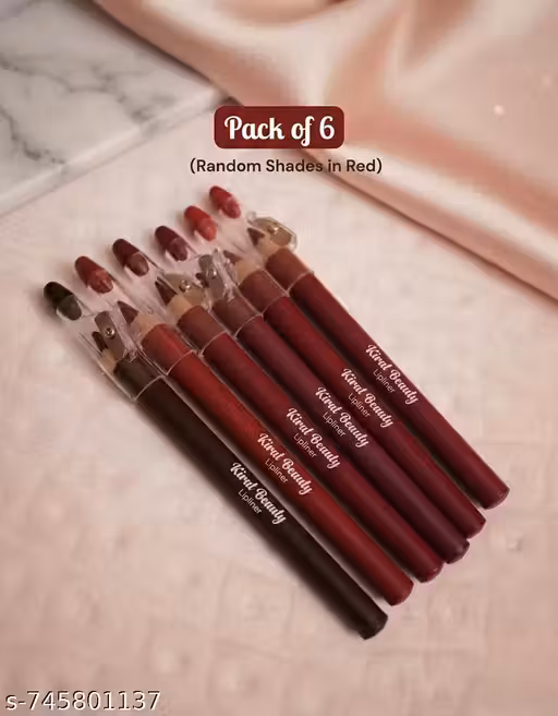 Set of 6 Colors Matte Professional Long Lasting Waterproof Lip Liner Pencil For All Skin (Random Shades) (Red Edition)