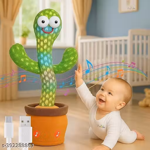 Dancing Cactus Repeats What You Say,Electronic Plush Toy with Lighting,Singing Cactus Recording and Repeat Your Words for Education Toys (Green)