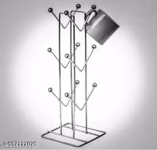 RV. STAINLESS Steel V Shape Cup Stand Pieces Coffee Cup Holder for Kitchen/ Tea Cup Holder/Dining Showcase Milk with 12 Hooks for Cups