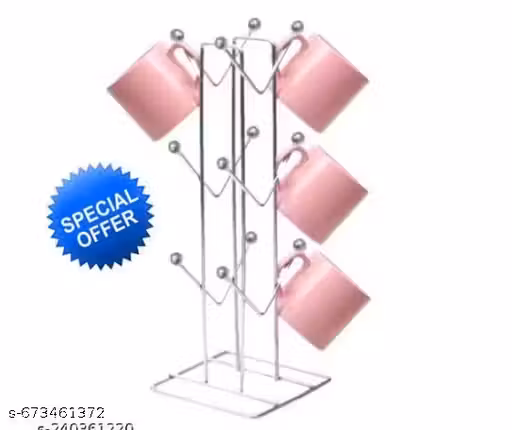 RV. STAINLESS Steel V Shape Cup Stand Pieces Coffee Cup Holder for Kitchen/ Tea Cup Holder/Dining Showcase Milk with 12 Hooks for Cups