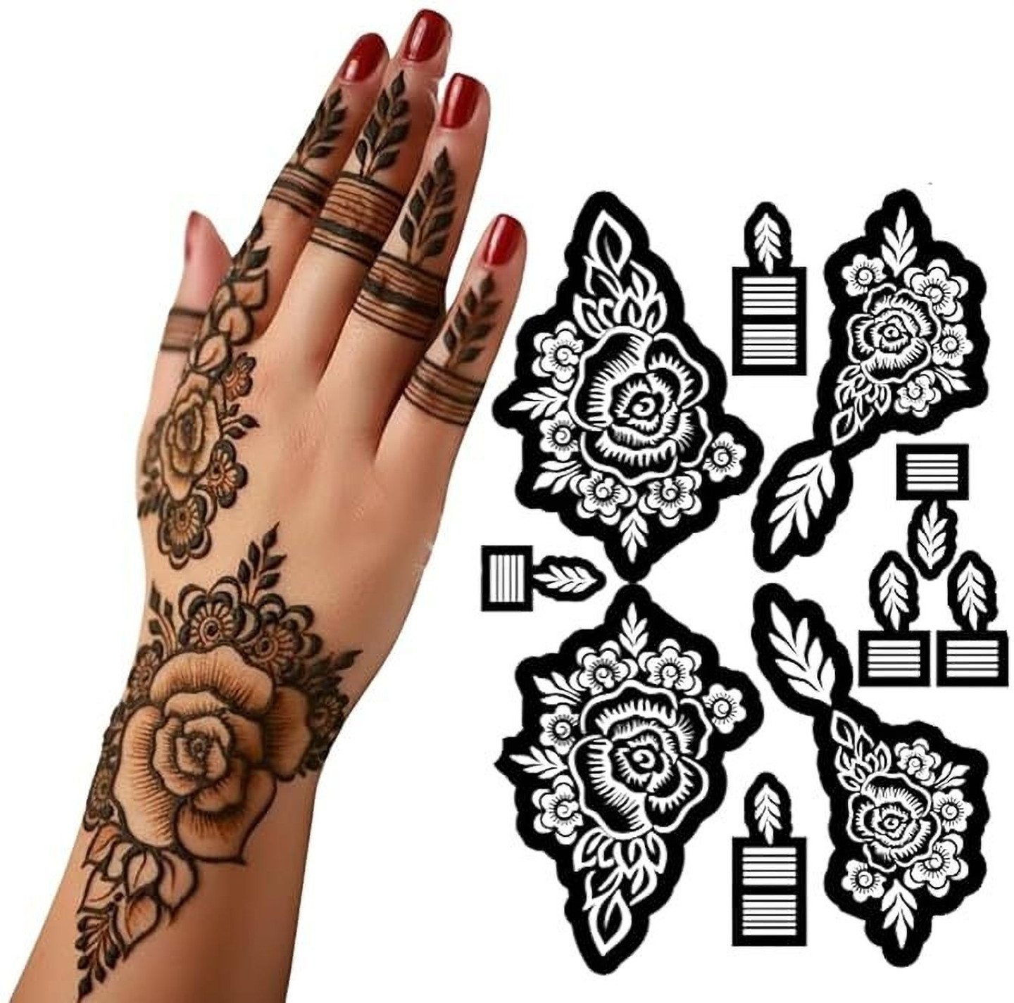 Rosh Fashion Unique Mehndi Stencil For Female hands, Mehndi Designs (Floral, Traditional)