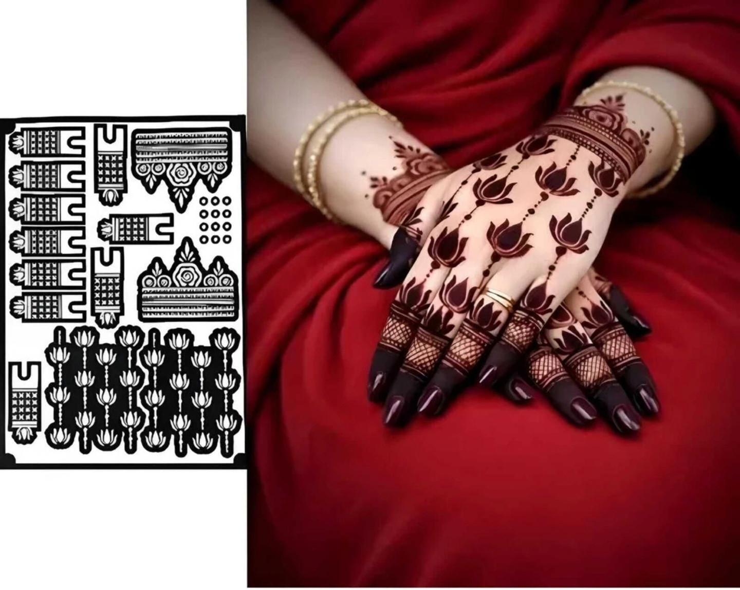 Rosh Fashion Dulhan Mehandi Stencil Full Hand | Premium Bridal Henna Sheet | Festival Wear (Bridal)