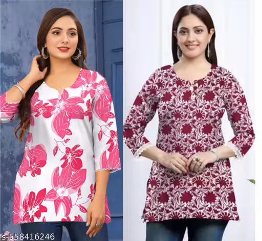 Stylish print short kurti for women's and girls