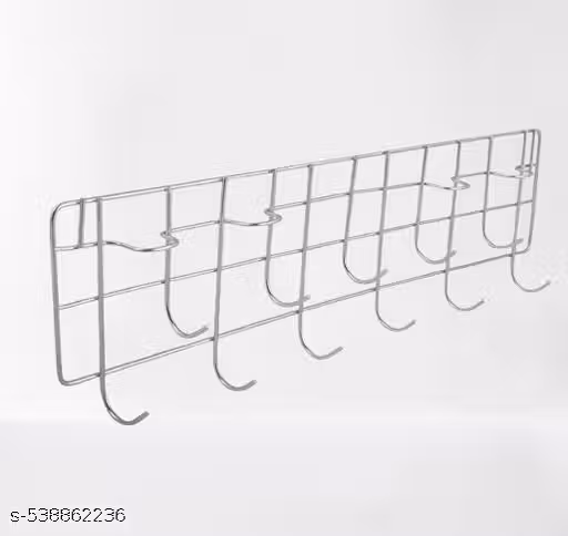 Stainless Steel Hook Rail for Kitchen & Bathroom | Wall Mounted Multi-Purpose Hook Hanger | Rust Proof, Durable, Space Saving Organizer | Pack of 1