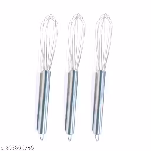 Stainless Steel Egg Whisk / Egg Beater for Kitchen Silver (Pack of 3)
