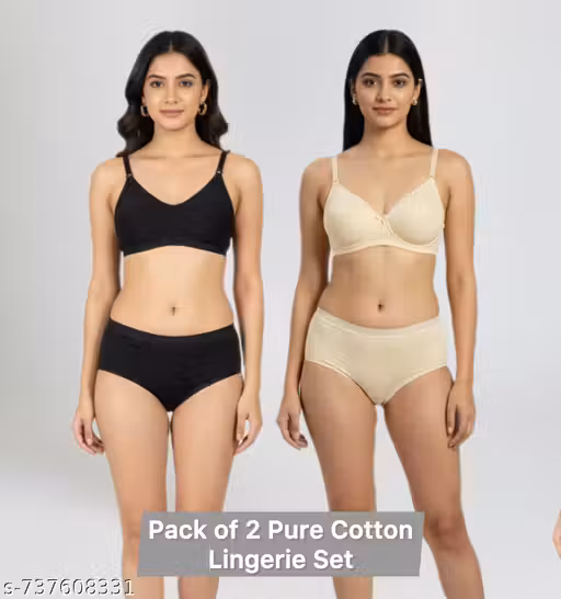Bodydiva pack of 2 pure cotton Lingerie Sets women bra panty set, lace bra panty set women, stylish lingerie set women, comfortable bra panty set, daily wear lingerie set, designer bra panty set women, premium bra panty combo, women underwear set