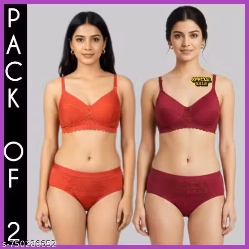 Bodydiva's special first night set pack of 2 in vibrant orange and sophisticated maroon colour. women bra panty set, lace bra panty set women, stylish lingerie set women, comfortable bra panty set, daily wear lingerie set, designer bra panty set women, pr